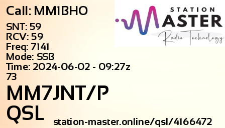QSL Card for MM7JNT/P QSO with MM1BHO