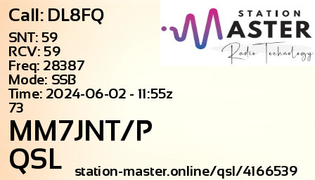 QSL Card for MM7JNT/P QSO with DL8FQ