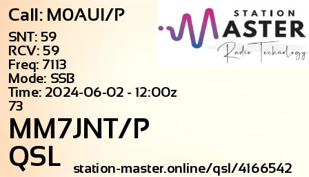 QSL Card for MM7JNT/P QSO with M0AUI/P