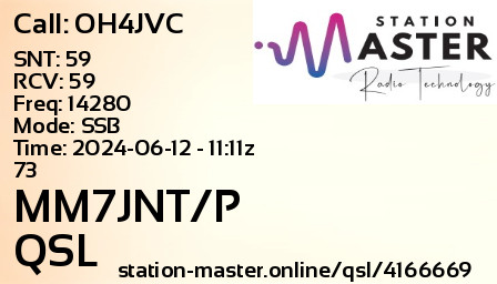 QSL Card for MM7JNT/P QSO with OH4JVC
