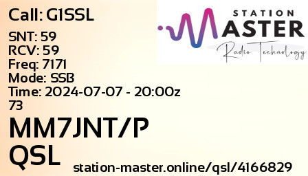 QSL Card for MM7JNT/P QSO with G1SSL