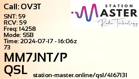 QSL Card for MM7JNT/P QSO with OV3T