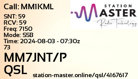 QSL Card for MM7JNT/P QSO with MM1KML