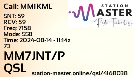 QSL Card for MM7JNT/P QSO with MM1KML