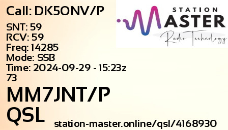 QSL Card for MM7JNT/P QSO with DK5ONV/P