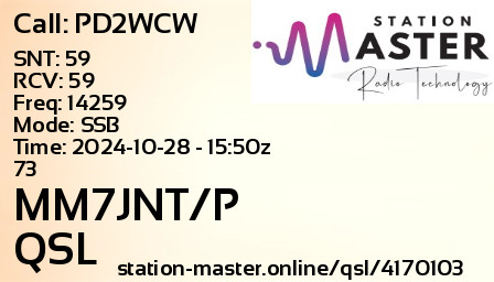 QSL Card for MM7JNT/P QSO with PD2WCW