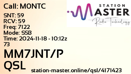 QSL Card for MM7JNT/P QSO with M0NTC