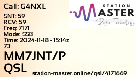 QSL Card for MM7JNT/P QSO with G4NXL