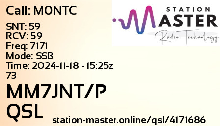 QSL Card for MM7JNT/P QSO with M0NTC