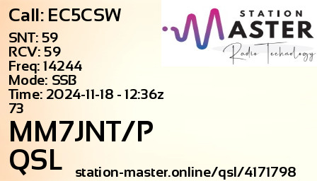 QSL Card for MM7JNT/P QSO with EC5CSW