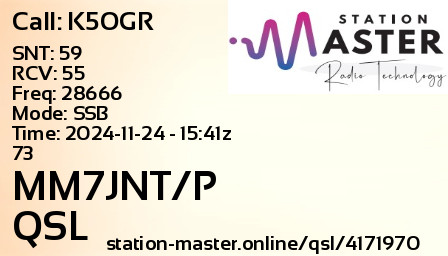 QSL Card for MM7JNT/P QSO with K5OGR