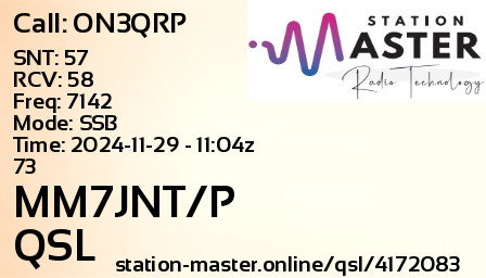 QSL Card for MM7JNT/P QSO with ON3QRP