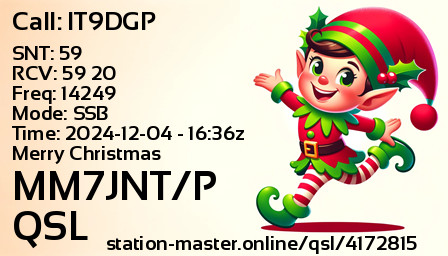QSL Card for MM7JNT/P QSO with IT9DGP