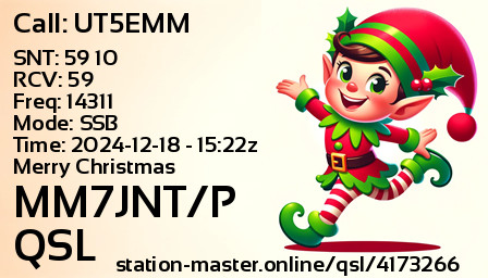 QSL Card for MM7JNT/P QSO with UT5EMM