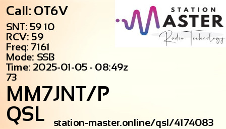 QSL Card for MM7JNT/P QSO with OT6V