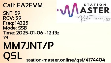 QSL Card for MM7JNT/P QSO with EA2EVM