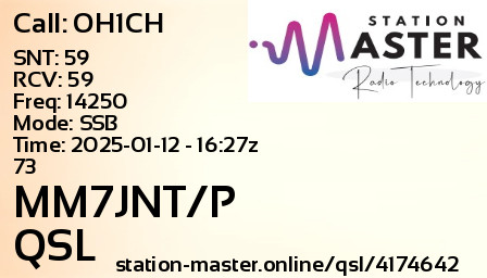 QSL Card for MM7JNT/P QSO with OH1CH