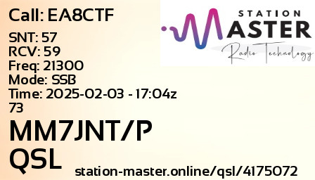 QSL Card for MM7JNT/P QSO with EA8CTF