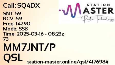 QSL Card for MM7JNT/P QSO with SQ4DX
