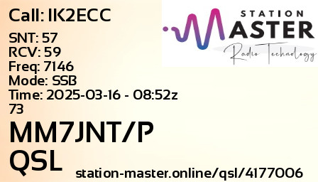 QSL Card for MM7JNT/P QSO with IK2ECC