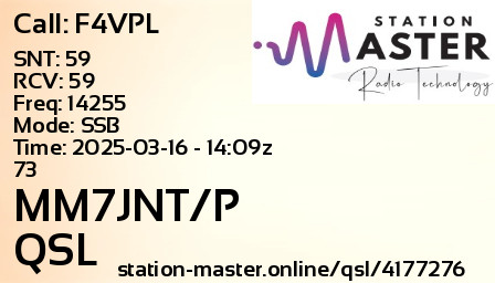 QSL Card for MM7JNT/P QSO with F4VPL