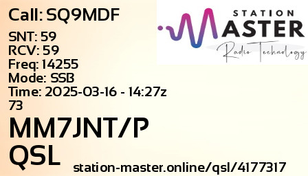 QSL Card for MM7JNT/P QSO with SQ9MDF