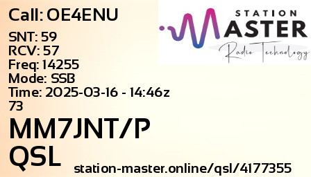 QSL Card for MM7JNT/P QSO with OE4ENU