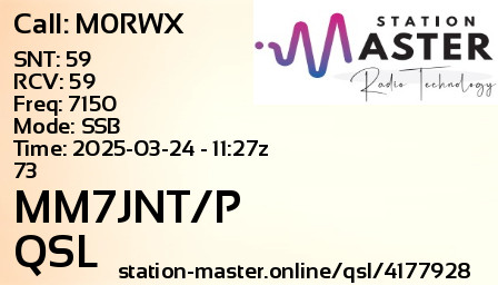 QSL Card for MM7JNT/P QSO with M0RWX