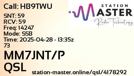 QSL Card for MM7JNT/P QSO with HB9TWU