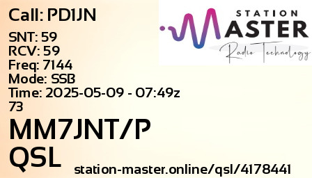 QSL Card for MM7JNT/P QSO with PD1JN
