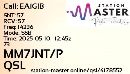 QSL Card for MM7JNT/P QSO with EA1GIB