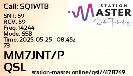 QSL Card for MM7JNT/P QSO with SQ1WTB