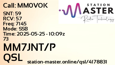 QSL Card for MM7JNT/P QSO with MM0VOK