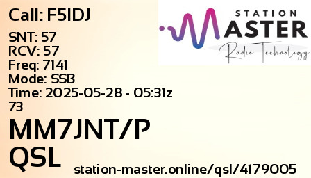 QSL Card for MM7JNT/P QSO with F5IDJ