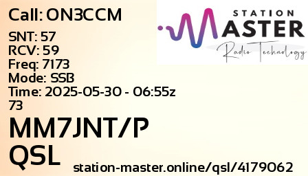 QSL Card for MM7JNT/P QSO with ON3CCM