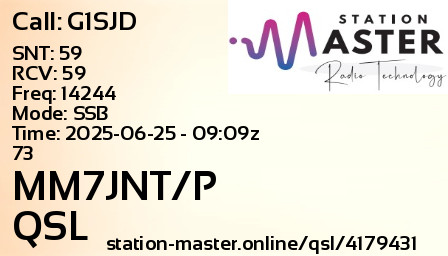 QSL Card for MM7JNT/P QSO with G1SJD