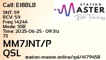 QSL Card for MM7JNT/P QSO with EI8BLB