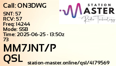 QSL Card for MM7JNT/P QSO with ON3DWG