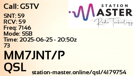 QSL Card for MM7JNT/P QSO with G5TV