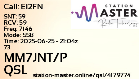 QSL Card for MM7JNT/P QSO with EI2FN