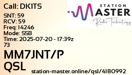 QSL Card for MM7JNT/P QSO with DK1TS