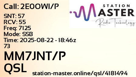 QSL Card for MM7JNT/P QSO with 2E0OWI/P