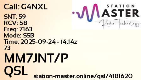 QSL Card for MM7JNT/P QSO with G4NXL