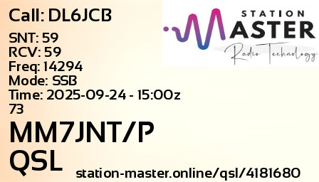 QSL Card for MM7JNT/P QSO with DL6JCB