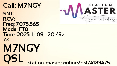 QSL Card for M7NGY QSO with M7NGY