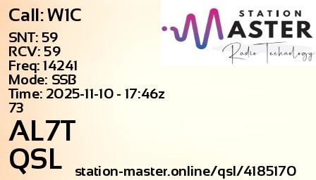 QSL Card for AL7T QSO with W1C