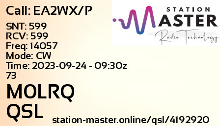 QSL Card for M0LRQ QSO with EA2WX/P