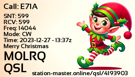 QSL Card for M0LRQ QSO with E71A