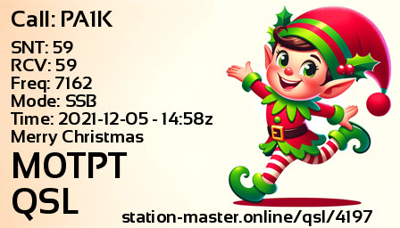 QSL Card for M0TPT QSO with PA1K