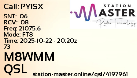 QSL Card for M8WMM QSO with PY1SX